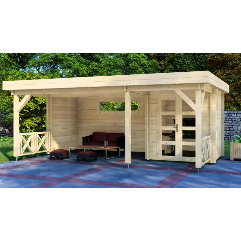 Casita de jardín ASIA 6x4, 44mm, vista frontal