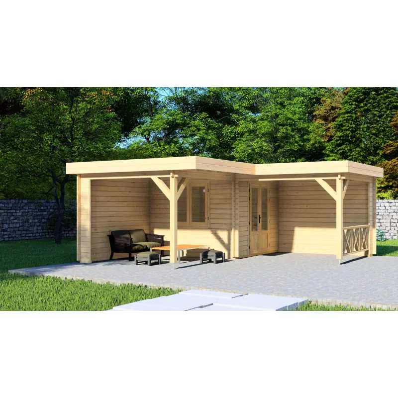 Casa de madera para jardín REBECCA 6x6, 44mm, vista frontal