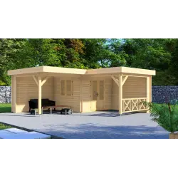 Casa de madera para jardín REBECCA 6x6, 44mm, frente lado derecho
