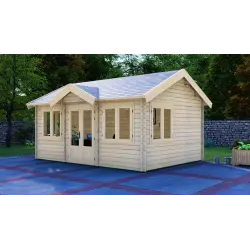 Casa de madera para jardín GRACE 5.5x4, 44mm, frente lado derecho
