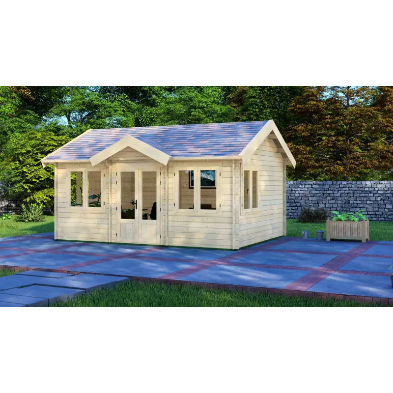 Casa de madera para jardín GRACE 5.5x4, 44mm, vista frontal
