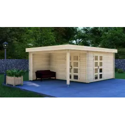 Casita de madera GISELLE 4x6, 44mm, frente lado derecho