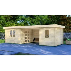 Cobertizo de madera FIAMMETTA 3x8, 44mm, frente lado derecho