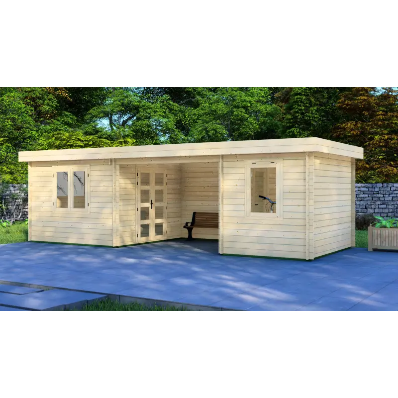 Cobertizo de madera FIAMMETTA 3x8, 44mm, frente lado derecho