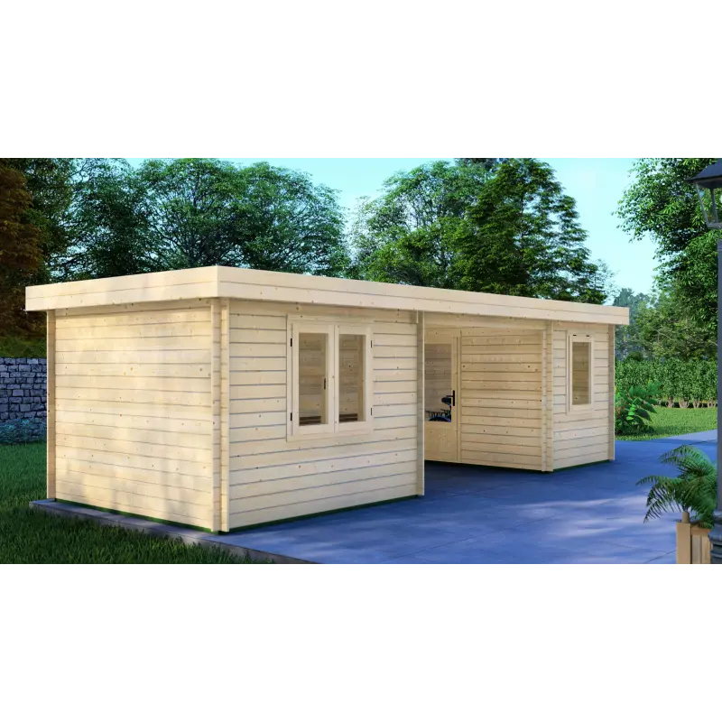 Cobertizo de madera FIAMMETTA 3x8, 44mm, lado izquierdo