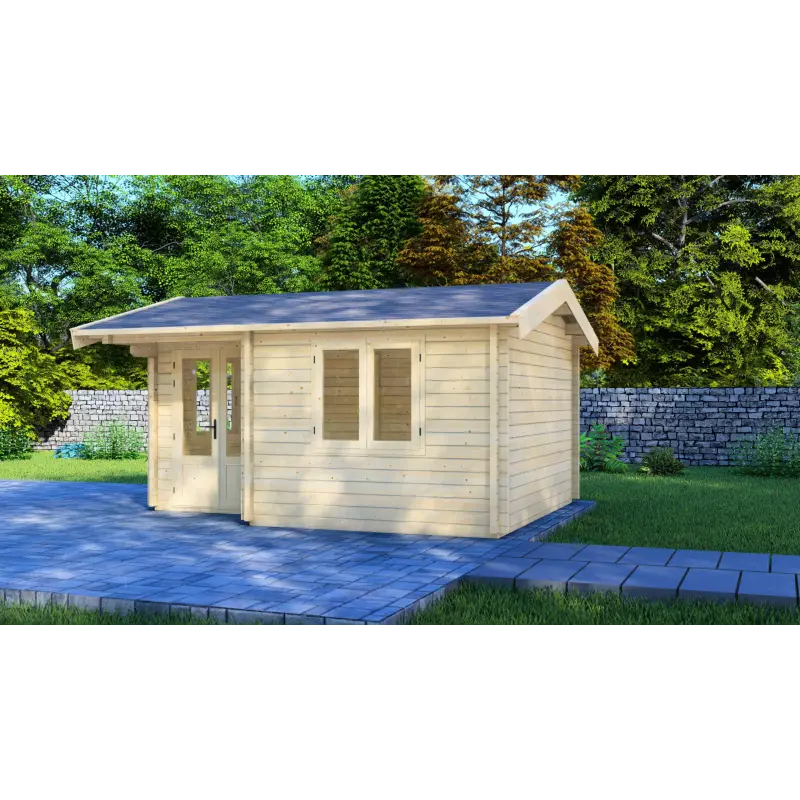 Casita de madera ANASTASIA 5x4, 44mm, frente lado derecho