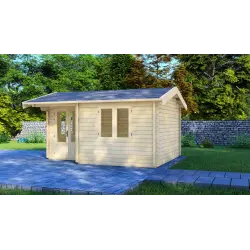 Casa de madera para jardín MONICA 5x4, 68mm,  frente lado derecho