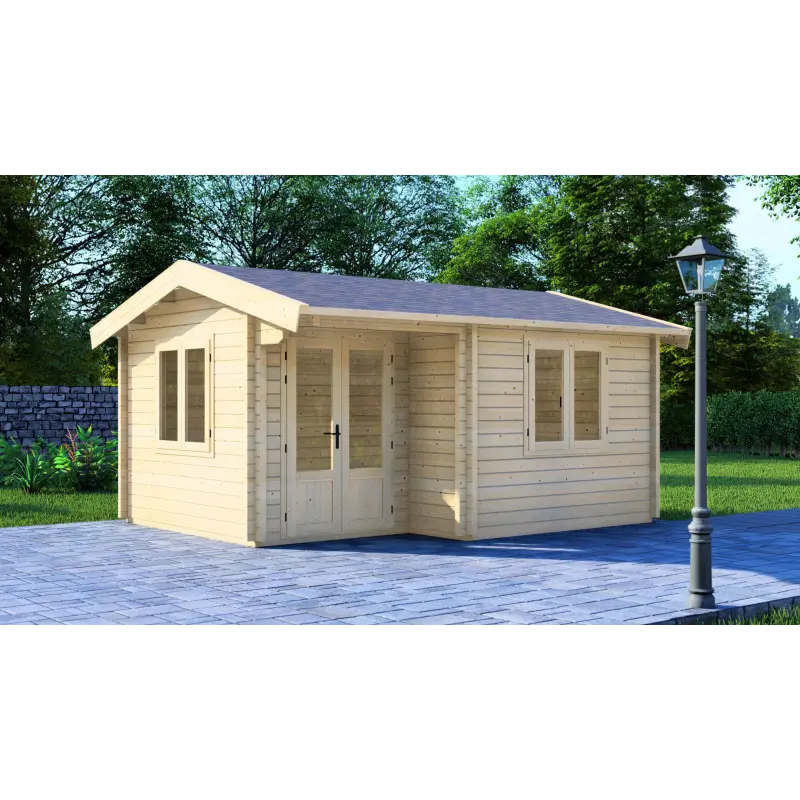 Casa de madera para jardín MONICA 5x4, 68mm,  vista frontal