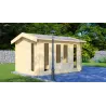 Casita de madera GABRIELLA 3x4, 44mm, frente lado izquierdo