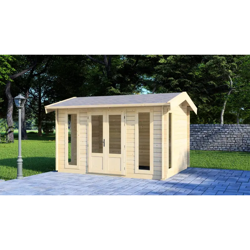 Casita de madera GABRIELLA 3x4, 44mm, vista frontal