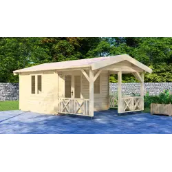 Casa de madera para jardín NICOLE 6x4, 44mm, frente lado izquierdo