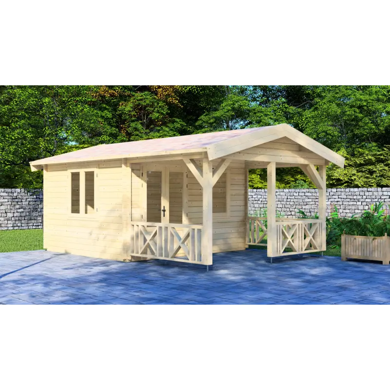 Casa de madera para jardín NICOLE 6x4, 44mm, frente lado izquierdo