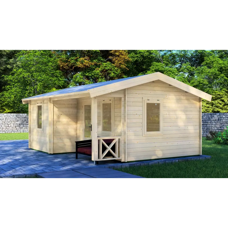 Casa de madera para jardín ZOE 6x4.5, 68mm, frente lado derecho