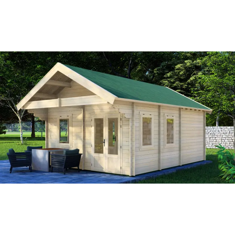 Casa de madera para jardín GIORGIA 4.5x6, 44mm, frente lado derecho