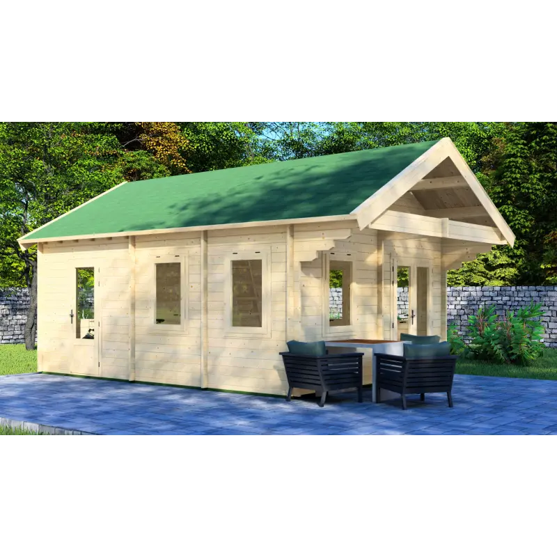 Casa de madera para jardín GIORGIA 4.5x6, 44mm, frente lado izquierdo