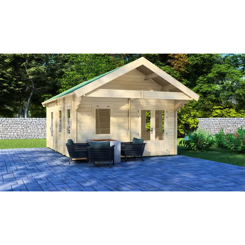 Casa de madera para jardín GIORGIA 4.5x6, 44mm, vista frontal