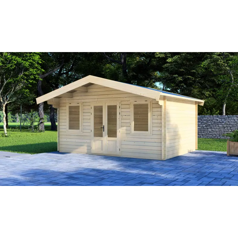 Casita de madera CLARISSA 4x5, 44mm, vista frontal