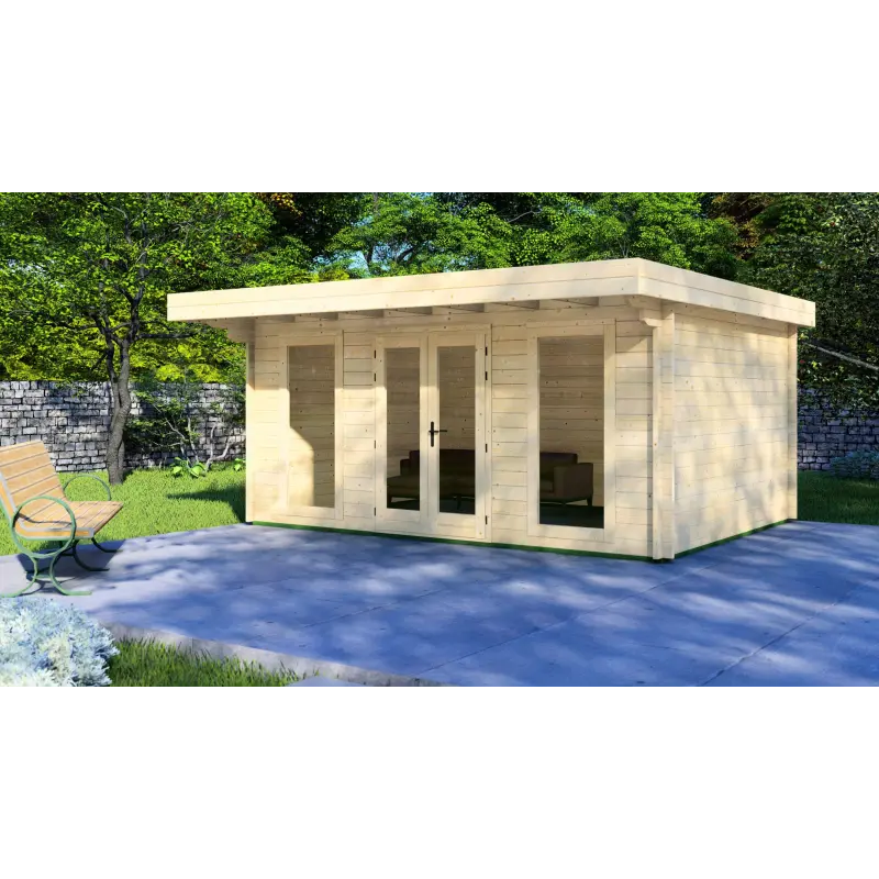 Casita de madera ILENIA 5x3.5, 44mm, vista frontal