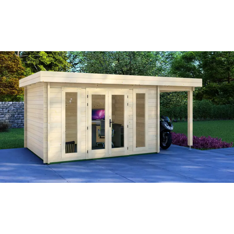 Casita de madera GWEN 5x3, 44mm, lado izquierdo