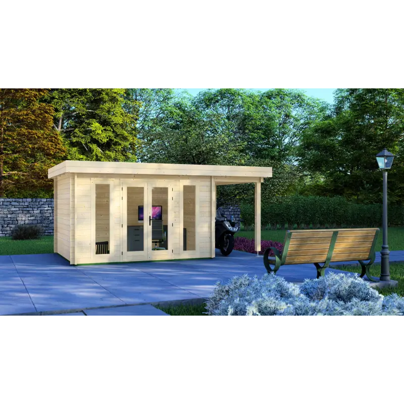 Casita de madera GWEN 5x3, 44mm, vista frontal