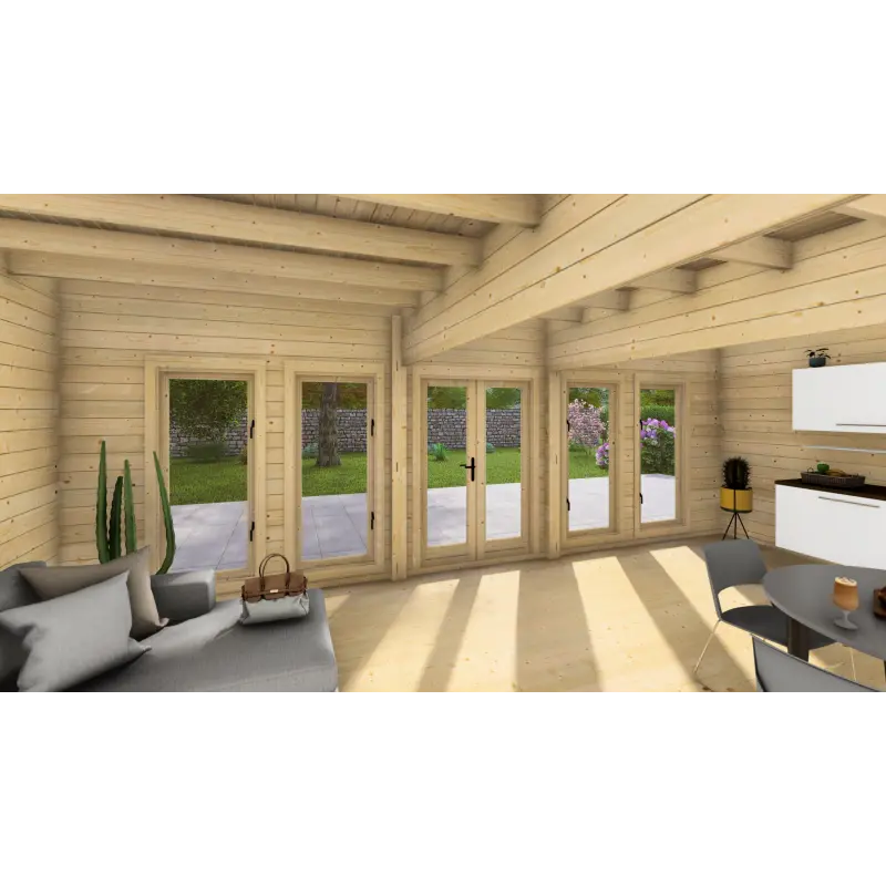 Casa de madera para jardín HOPE 7x4.5, 44mm, interior