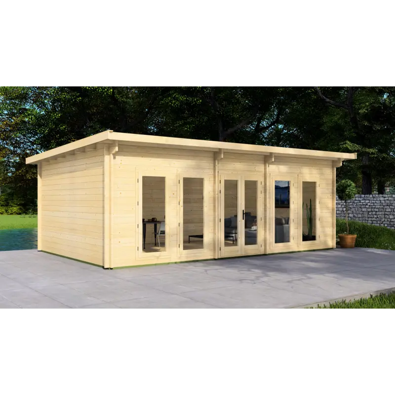 Casa de madera para jardín HOPE 7x4.5, 44mm, lado izquierdo