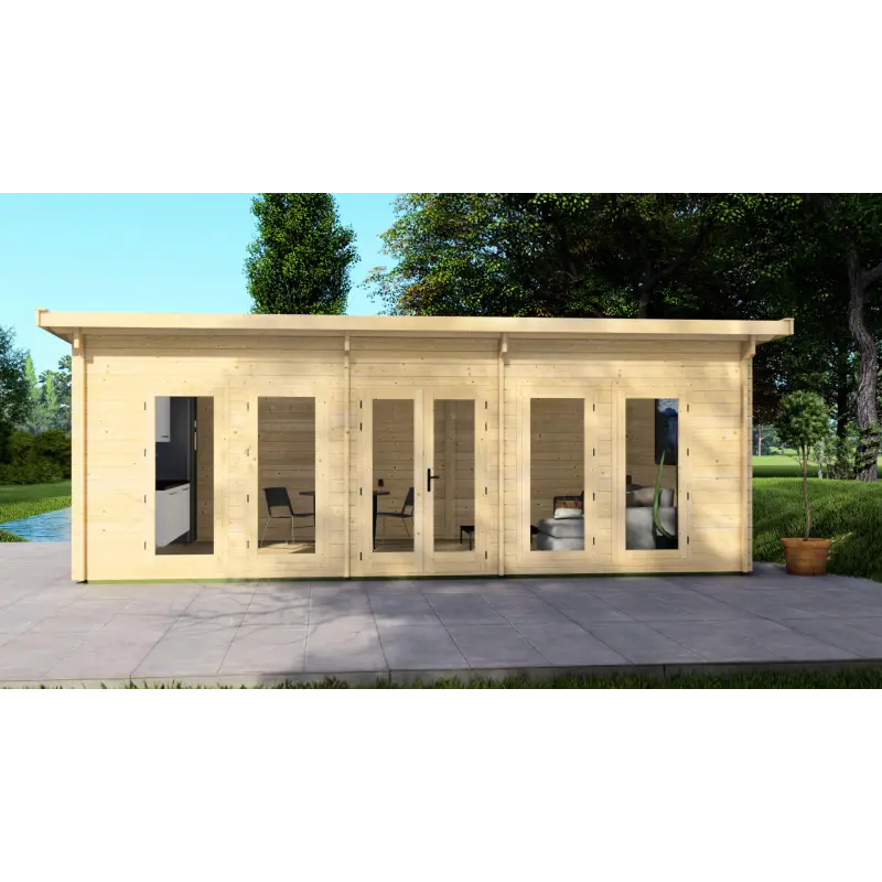 Casa de madera para jardín HOPE 7x4.5, 44mm, vista frontal