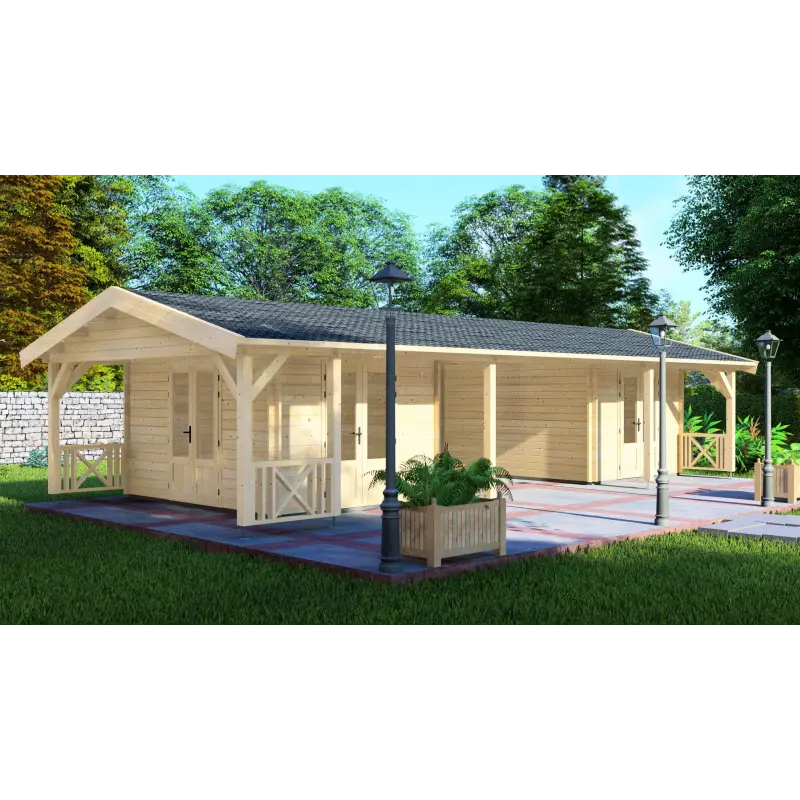 Casa de madera moderna ELEONORA 11.5x5, 44mm, lado izquierdo