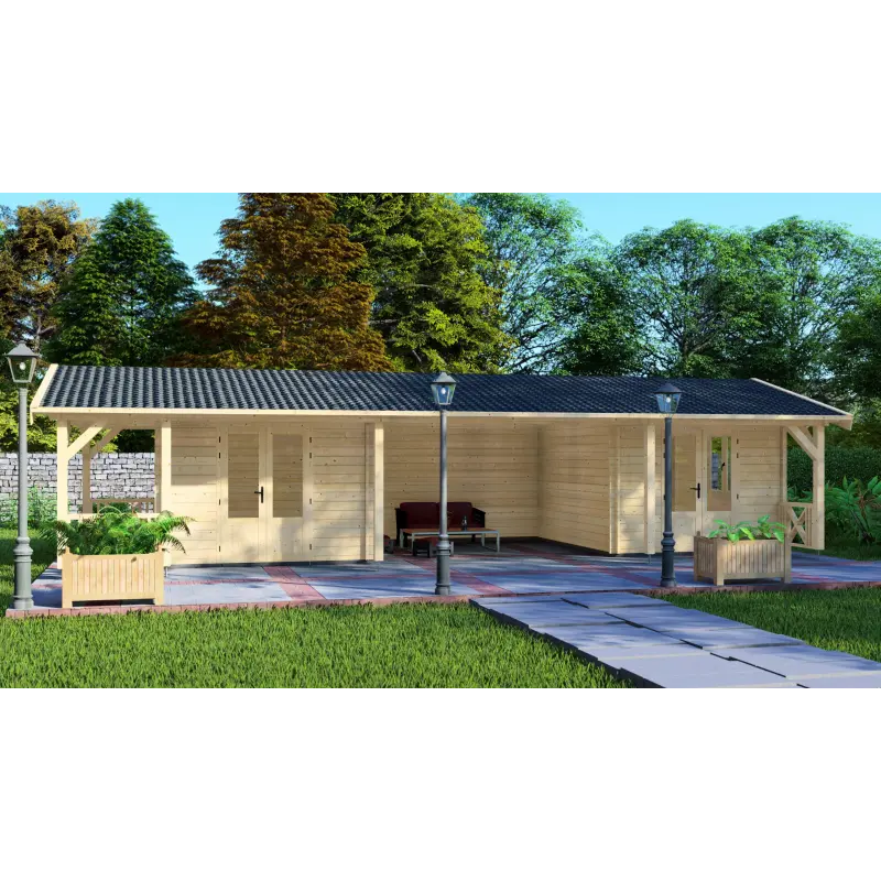 Casa de madera moderna ELEONORA 11.5x5, 44mm, vista frontal