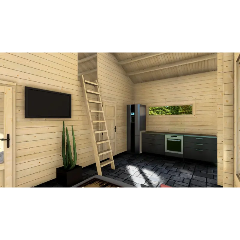 Casa de madera moderna SAMANTHA 6x8, 44mm, interior
