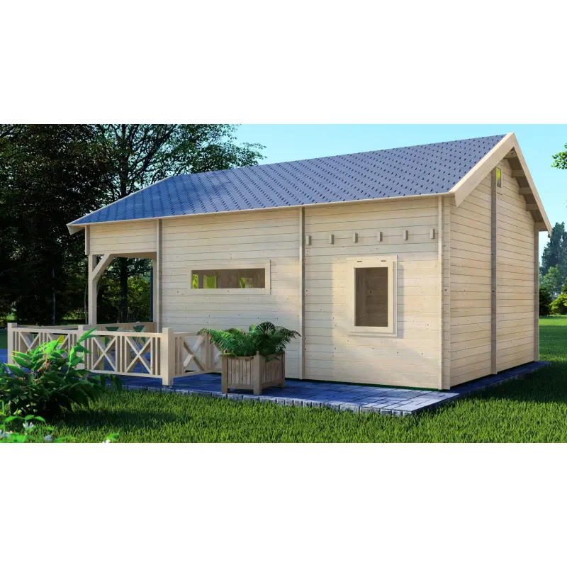 Casa de madera moderna SAMANTHA 6x8, 44mm, lado derecho