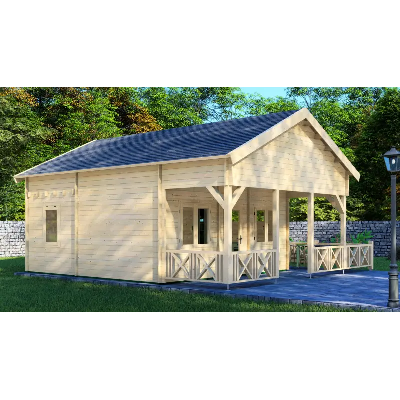 Casa de madera moderna SAMANTHA 6x8, 44mm, lado izquierdo