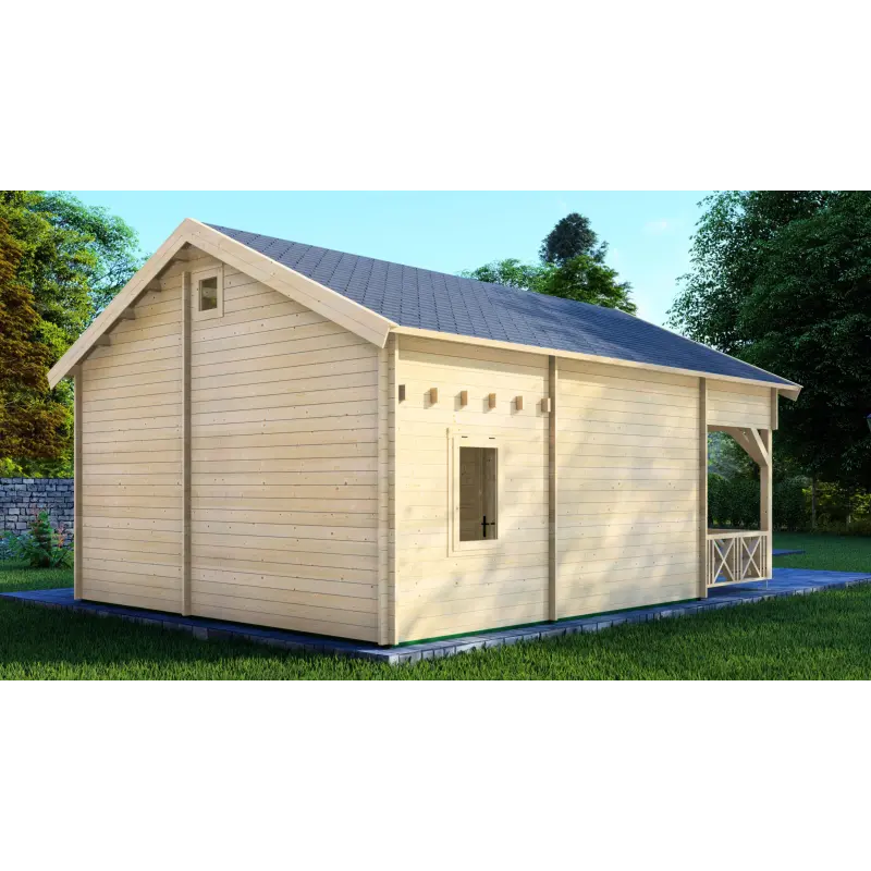 Casa de madera moderna SAMANTHA 6x8, 44mm, parte trasera