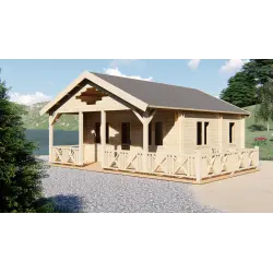 Cabaña de madera SAMANTHA 6x8, 68mm, frente lado derecho