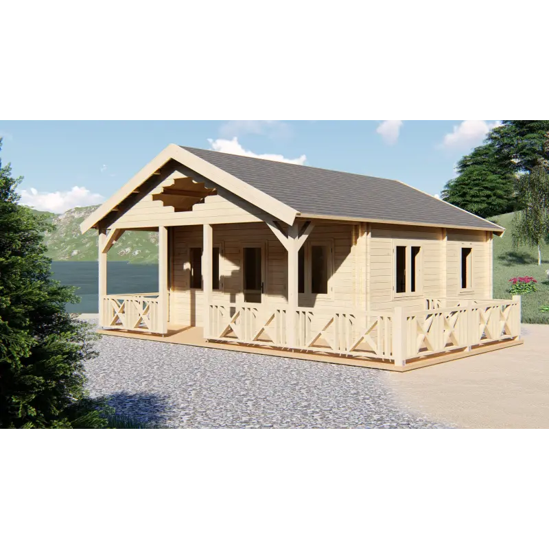 Cabaña de madera SAMANTHA 6x8, 68mm, frente lado derecho