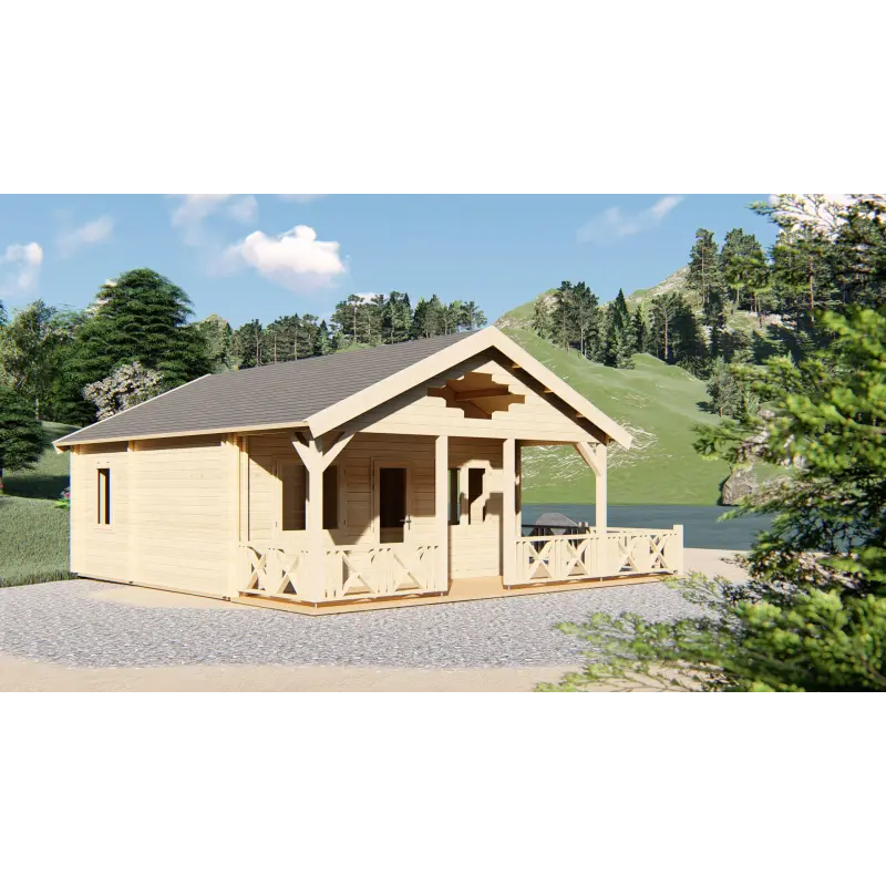 Cabaña de madera SAMANTHA 6x8, 68mm, vista frontal