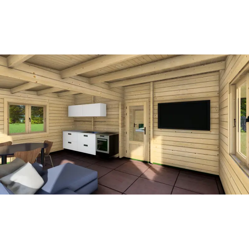 Casa de madera moderna ELETTRA 10.5x6, 68mm, interior open space