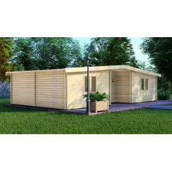 Casa de madera moderna ELETTRA 10.5x6, 68mm, lado izquierdo