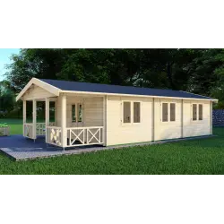 Cabaña de madera LAVINIA 5x10, 44mm, frente lado derecho