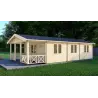 Cabaña de madera LAVINIA 5x10, 44mm, frente lado derecho