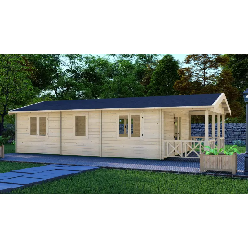 Cabaña de madera LAVINIA 5x10, 44mm, lado izquierdo