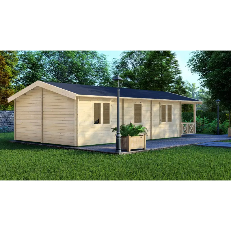 Cabaña de madera LAVINIA 5x10, 44mm, parte trasera