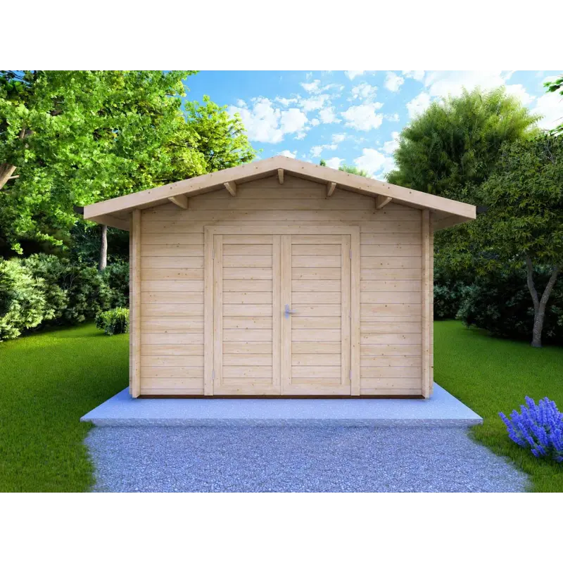 Casita de madera en entrega inmediata 4x3, 44mm, vista frontal