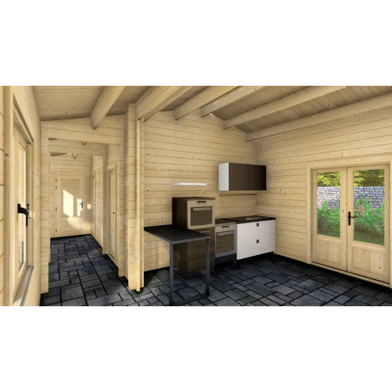 Cabaña de madera AMANDA 6x14, 44mm, interior