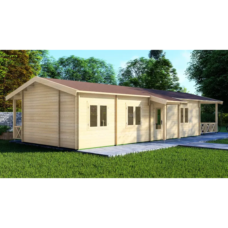 Cabaña de madera AMANDA 6x14, 44mm, parte trasera