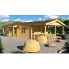 Casa de madera moderna AMANDA 6x14, 68mm, frente lado izquierdo