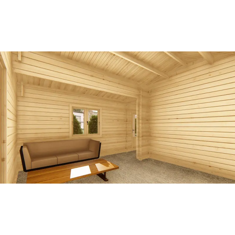 Casa de madera moderna AMANDA 6x14, 68mm, interior open space