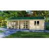 Casa de madera moderna WANDA 8.5x6, 44mm, frente lado derecho