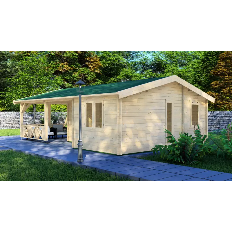 Casa de madera moderna WANDA 8.5x6, 44mm, lado derecho