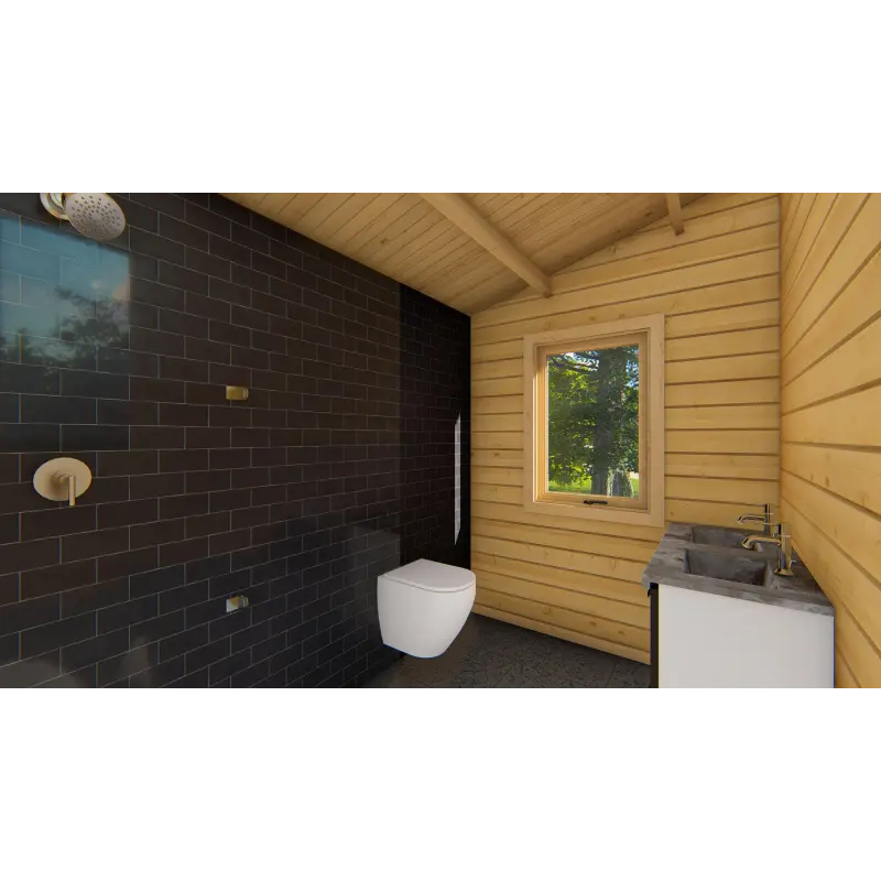 Casa de madera moderna WANDA 8.5x6, 68mm, interior baño